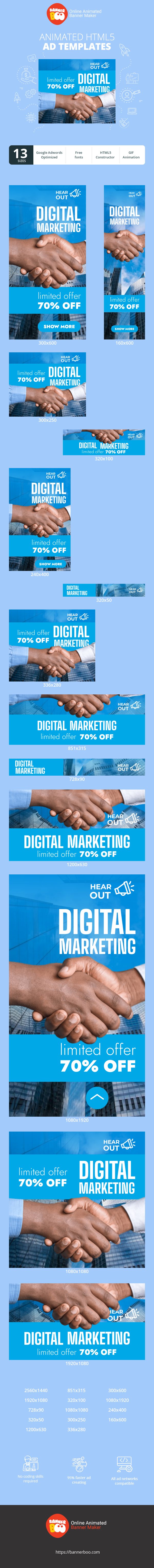 Banner ad template — Digital Marketing — Limited Offer 70% Off