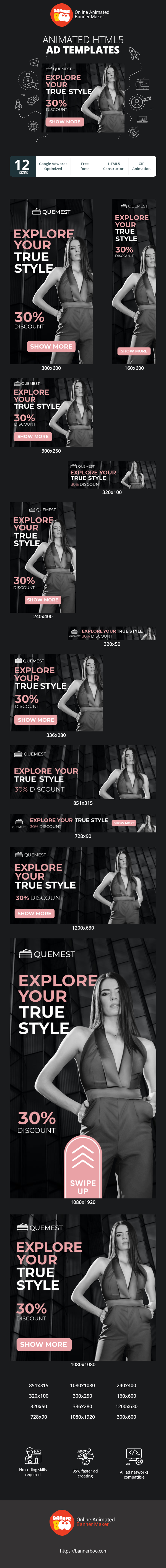 Banner ad template — Explore Your True Style — 30% Discount