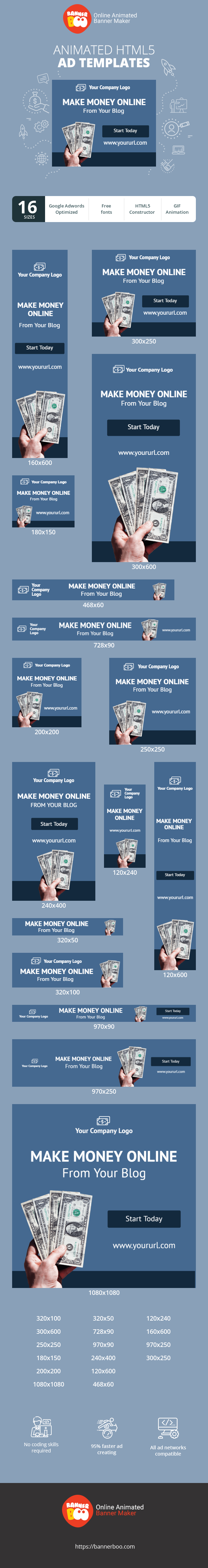 Banner ad template — Make Money Online — From Your Blog