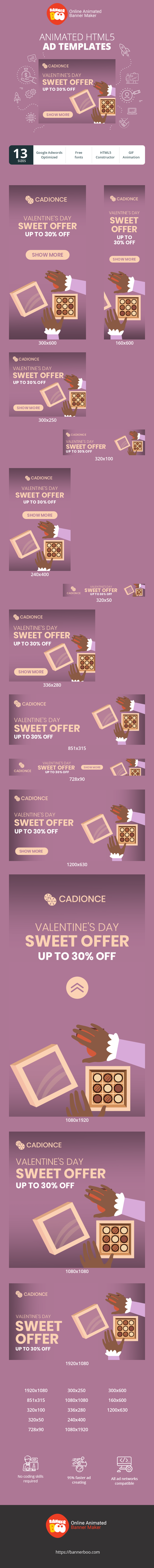Banner ad template — Valentine's Day Sweet Offer —Up To 30% Off