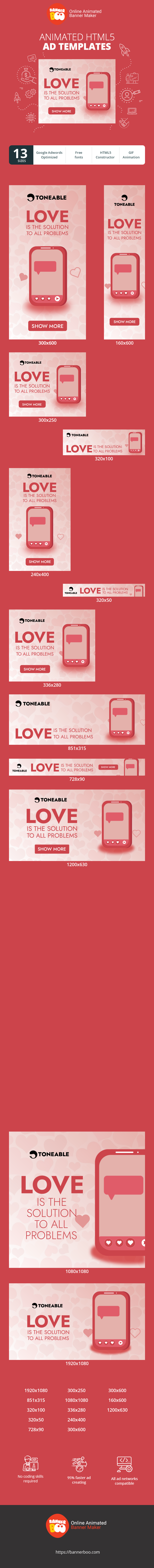 Banner ad template — Love Is The Solution To All Problems — Smartphone
