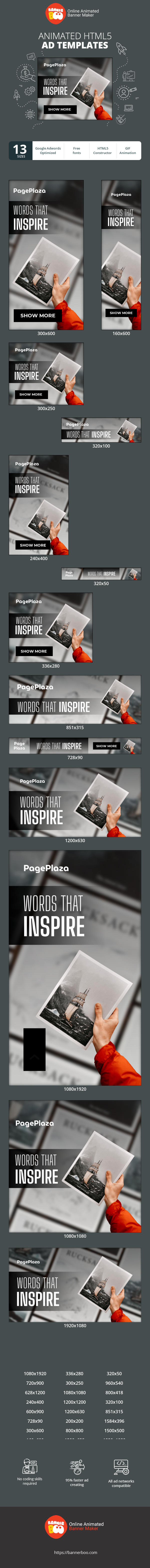Banner ad template — Words That Inspire  — Books & Magazines