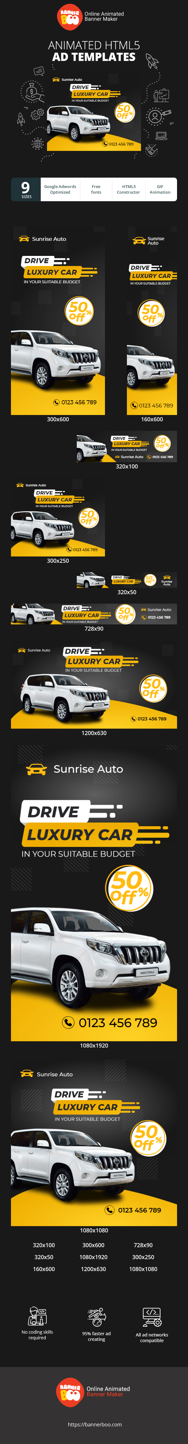 Banner ad template — Drive Luxury Car — in Your Suitable Budget