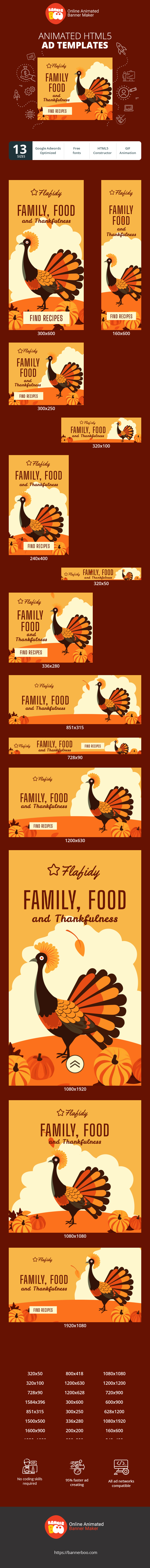 Banner ad template — Family, Food, And Thankfulness — Thanksgiving Day