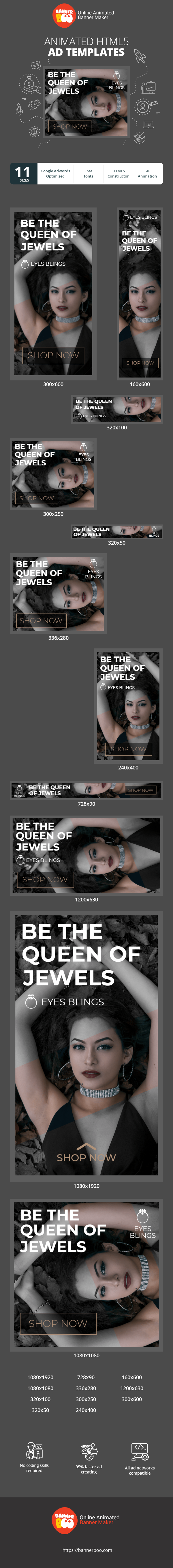 Banner ad template — Be The Queen Of Jewels — Jewelry Store