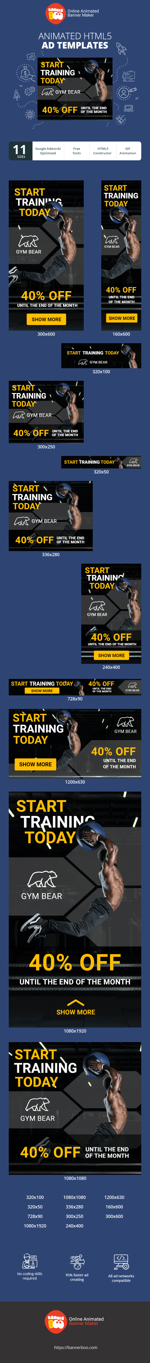 Banner ad template — Start Training Today — 40% Off Until The End Of The Month