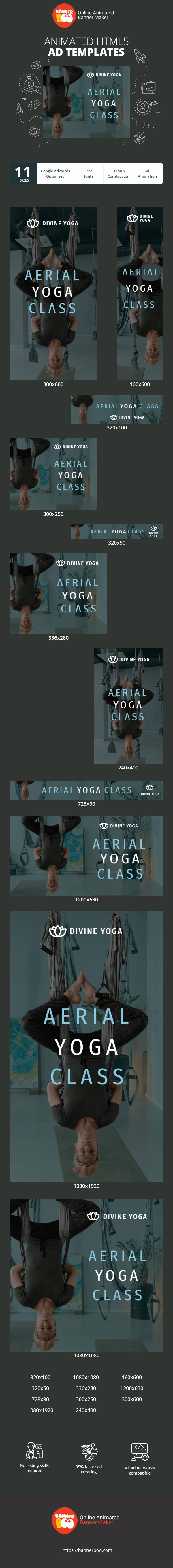 Banner ad template — Aerials Yoga Class — 30% Off Membership Plans