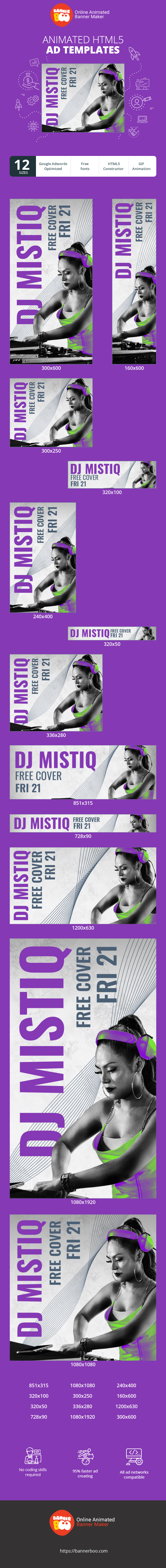 Banner ad template — Night Club — Dj Mistiq Free Cover Fri 21
