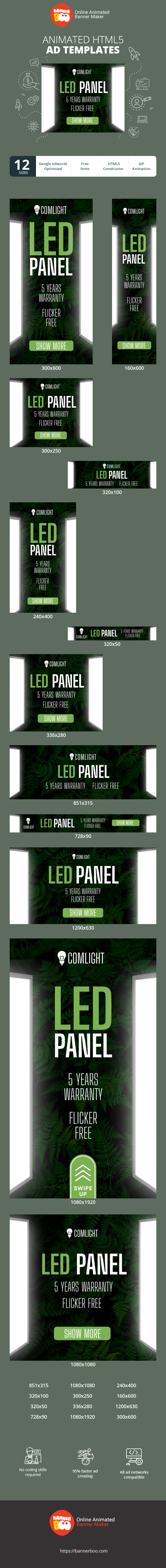 Banner ad template — Led Panel — 5 Years Warranty Flicker Free