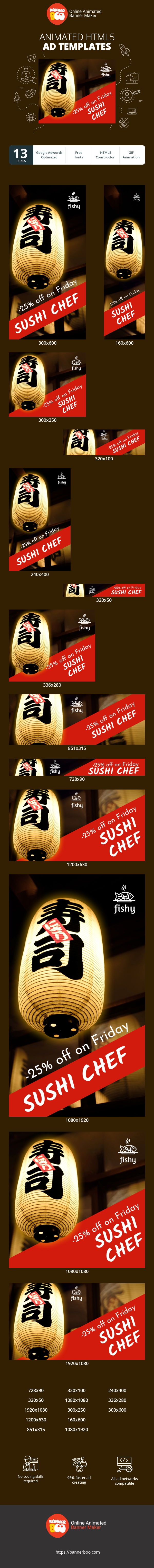 Banner ad template — Sushi Chef — -25% Off On Friday