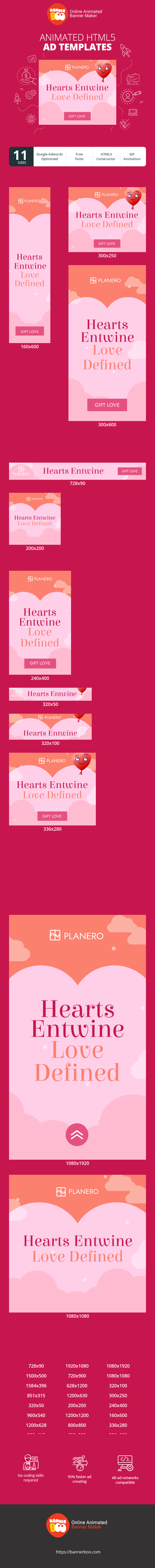 Banner ad template — Hearts Entwine Love Defined — Valentine's Day