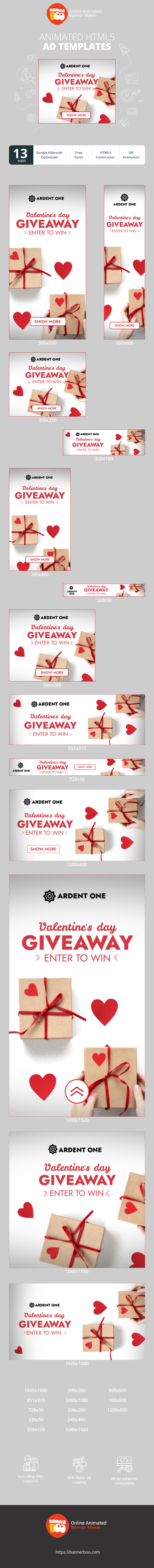 Banner ad template — Valentine's Day Giveaway — Enter To Win