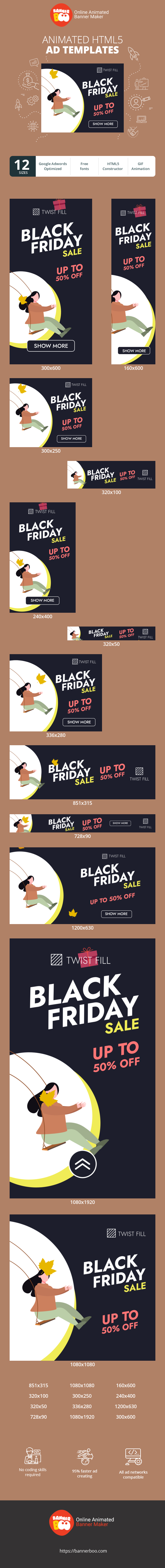 Banner ad template — Black Friday Sale — Up To 50% Off