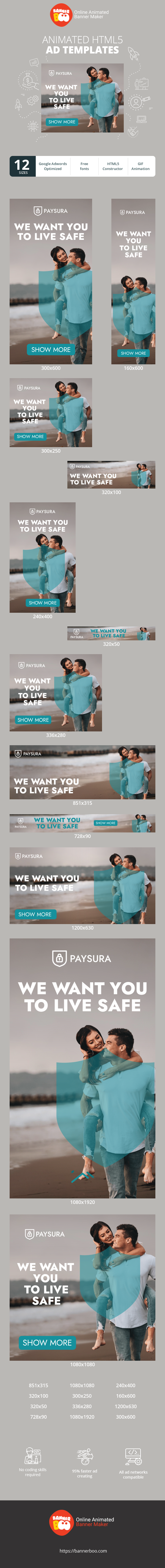 Banner ad template — We Want You To Live Safe — Insurance