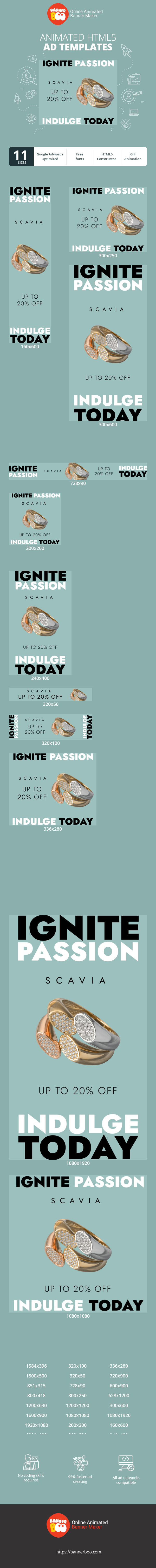 Banner ad template — Ignite Passion Indulge Today Up To 20% Off — Jewelry