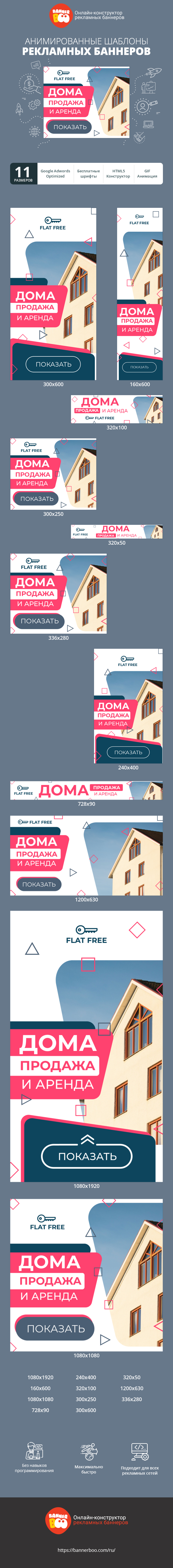 Шаблон рекламного баннера — Дома — продажа и аренда