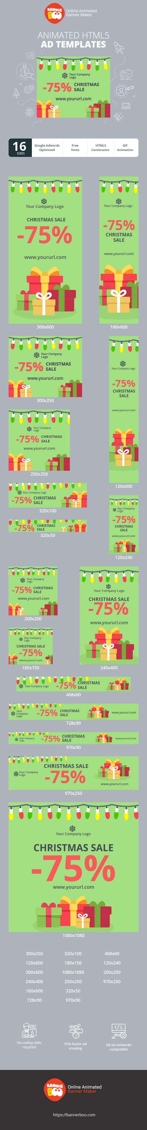Banner ad template — Christmas Sale — 75% OFF!