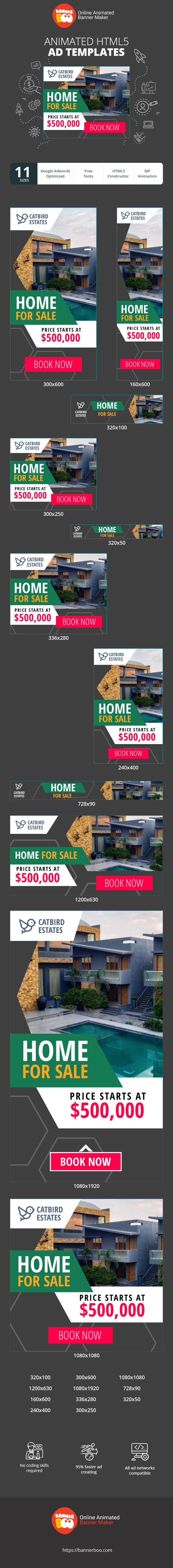 Banner ad template — House For Sale — Price Starts At $500000