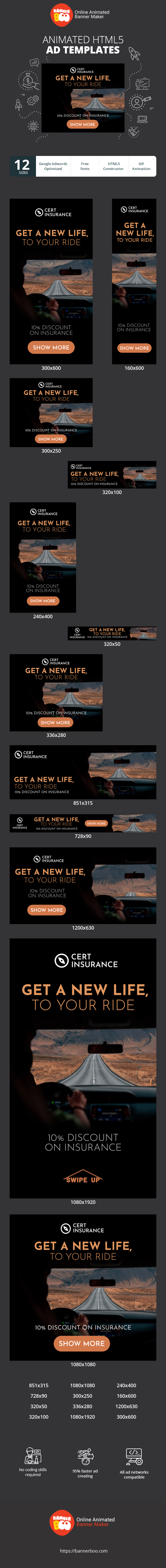 Banner ad template — Get A New Life, To Your Ride — 10% Discount On Insurance