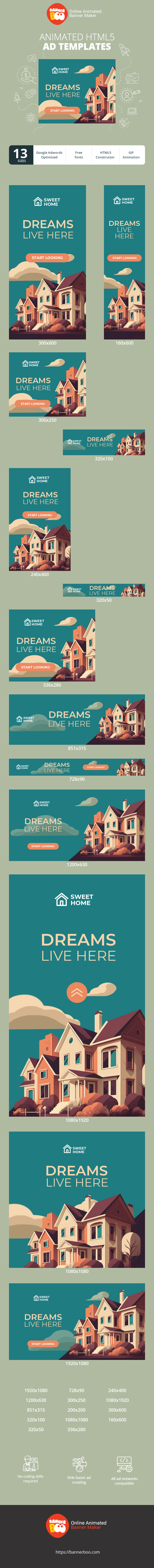 Banner ad template — Dreams Live Here — Real Estate