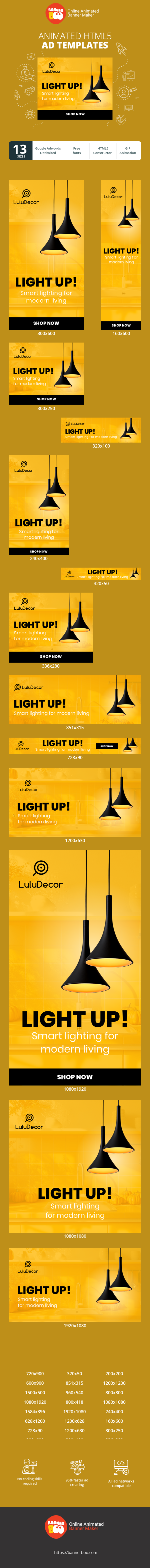 Banner ad template — Light Up! — Smart Lighting For Modern Living