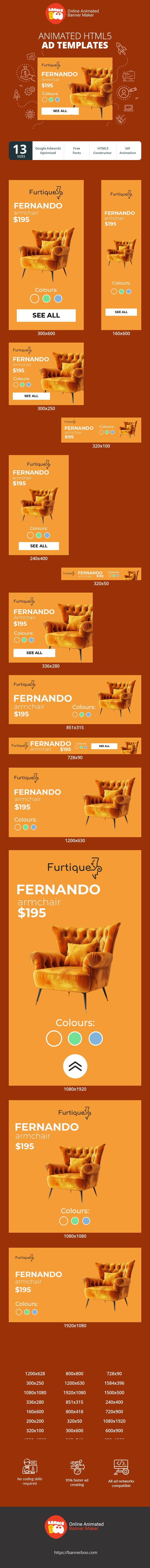 Banner ad template — Armchair £195 — Furniture
