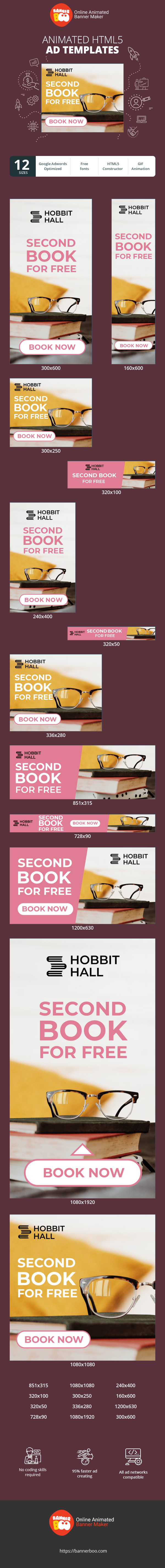 Шаблон рекламного банера — Book Store — Second Book For Free