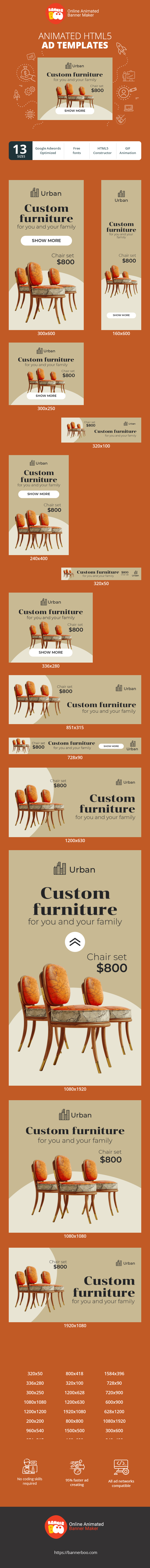 Banner ad template — Custom Furniture — For You And Your Family
