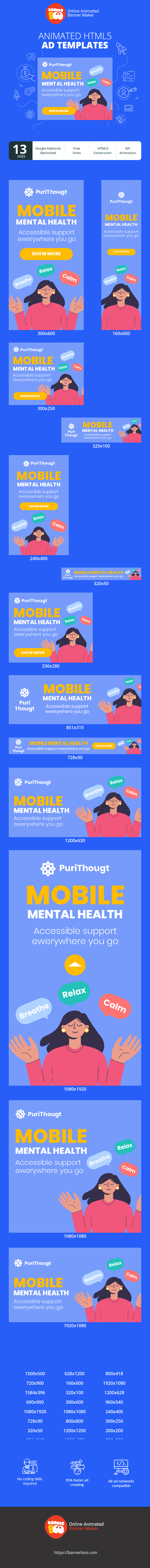バナー広告テンプレート— Mobile Mental Health — Accessible Support  Ewerywhere You Go
