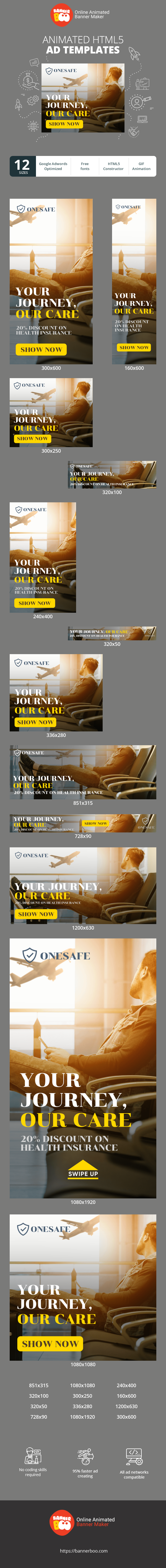Banner ad template — Your Journey, Our Care — 20% Discount On Health Insurance
