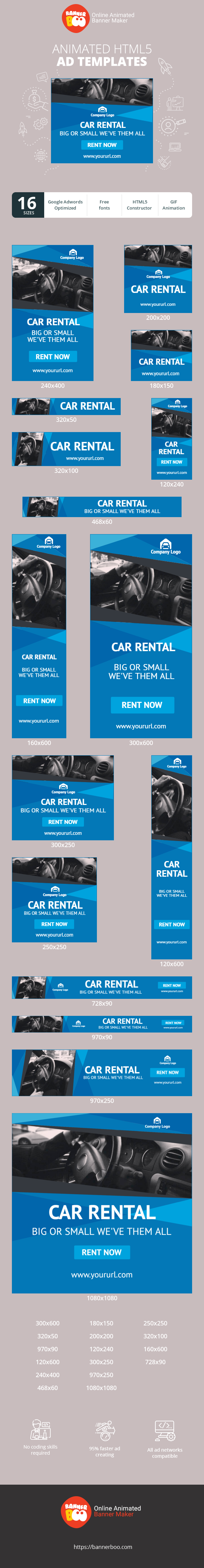 Шаблон рекламного банера — Car Rental — Big or Small We've Them All!