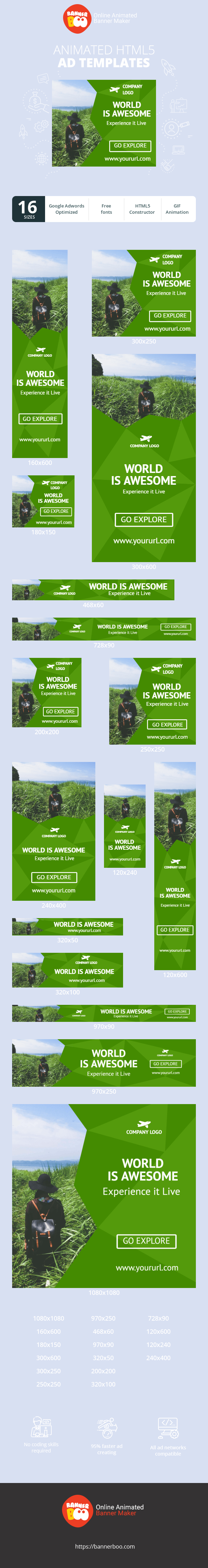 Szablon reklamy banerowej — World is Awesome — Experience it Live!