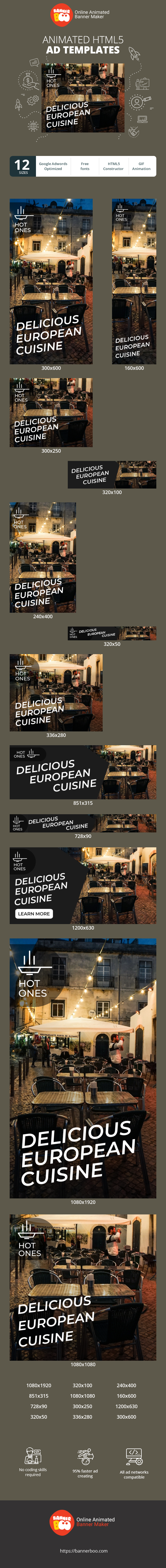 Banner ad template — Delicious European Cuisine — From The Pan Into The Fire