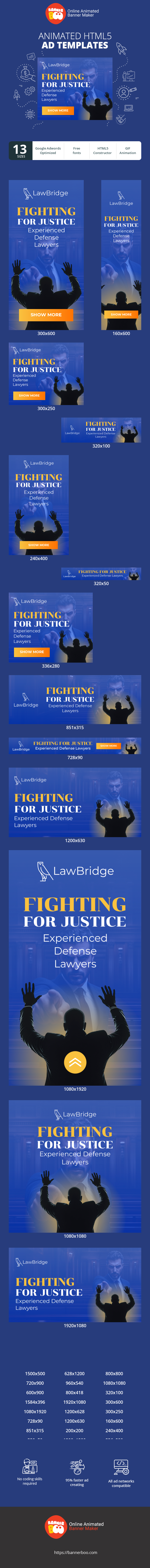 Шаблон рекламного банера — Fighting for Justice – Experienced Defense Lawyers
