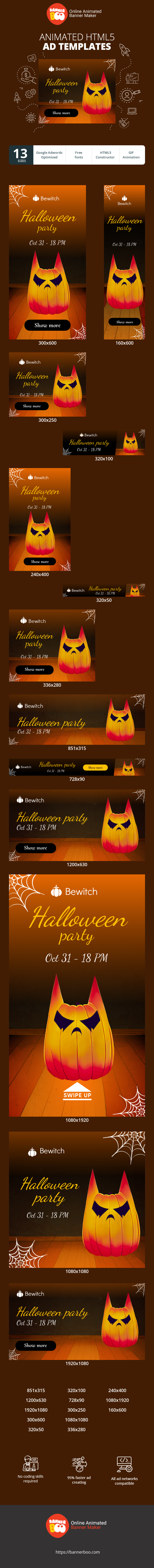 Шаблон рекламного банера — Halloween Party —  Oct 31 - 18PM