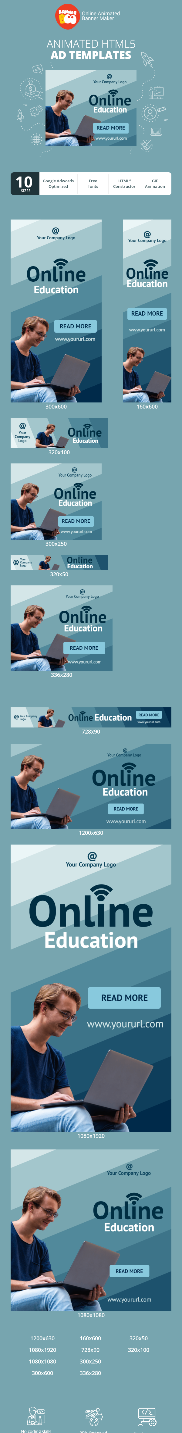 Шаблон рекламного банера — Online Education Stylish Modern Template