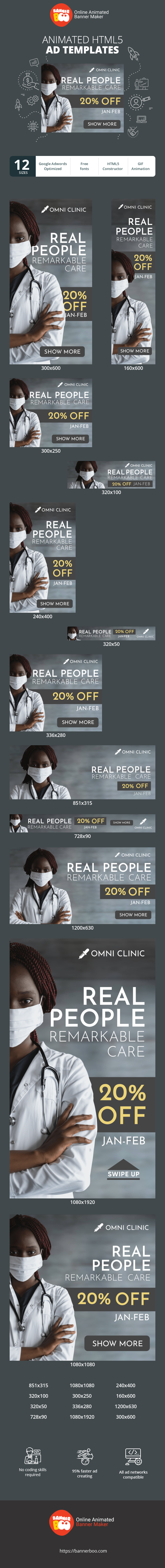 Banner ad template — Real People Remarkable Care — 20% Off Jan - Feb