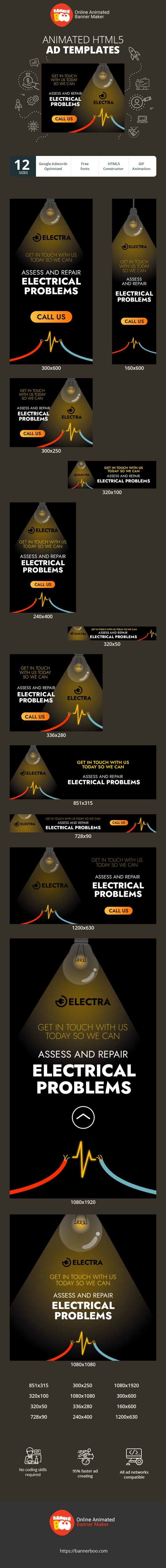 Шаблон рекламного банера — Get In Touch With Us Today — So We Can Assess And Repair Electrical Problems