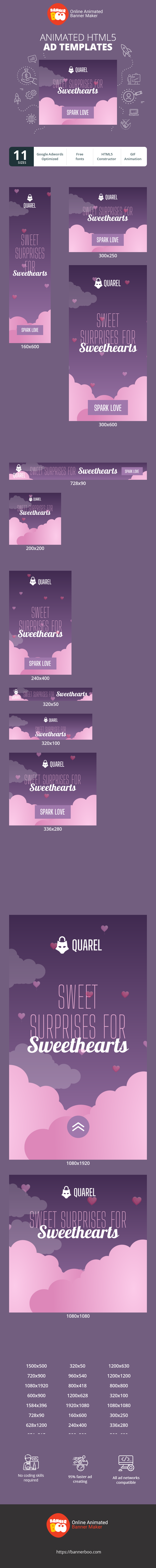 Banner ad template — Sweet Surprises For Sweethearts — Valentine's Day