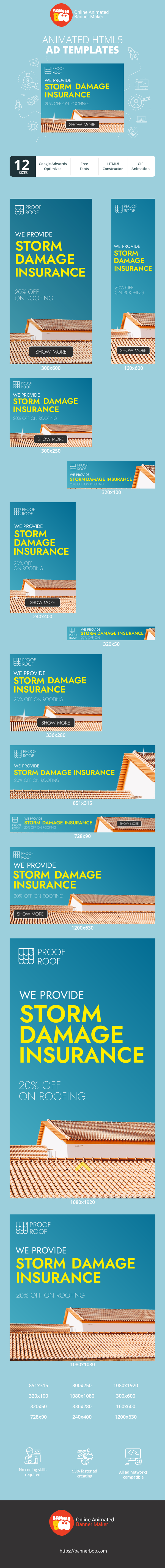 Шаблон рекламного банера — We Provide Storm Damage Insurance — 20% Off On Roofing