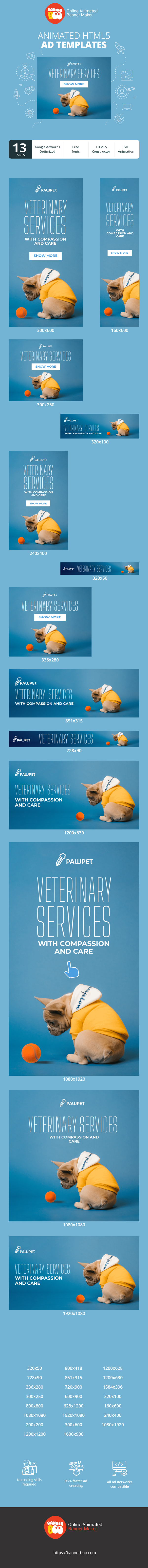 Szablon reklamy banerowej — Veterinary Services — With Compassion And Care