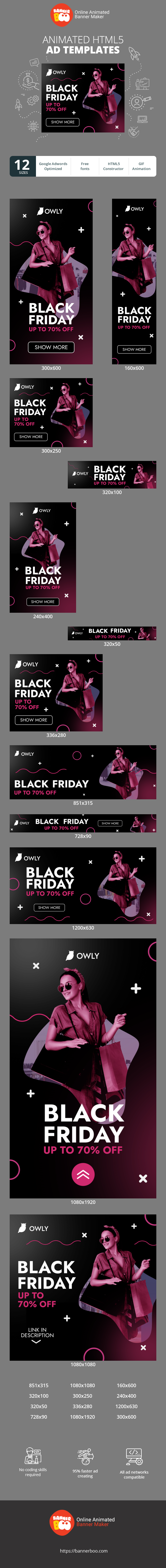 Banner ad template — Black Friday — Up To 70% Off