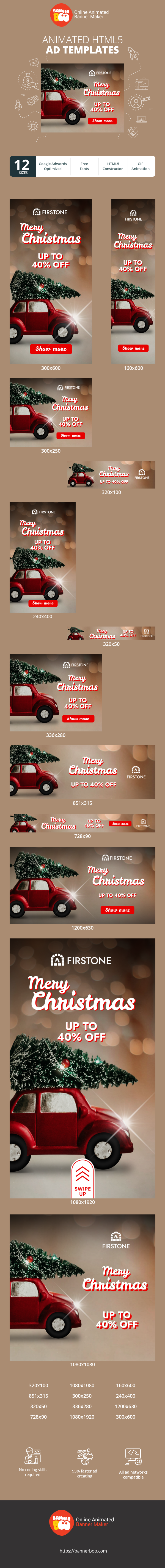 Banner ad template — Mery Christmas — Up To 40% Off
