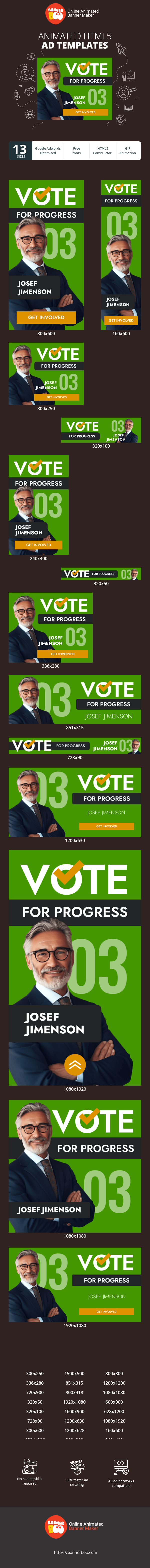Szablon reklamy banerowej — Vote For Progress Vote For Change 03 Josef Jimenson — Local Elections