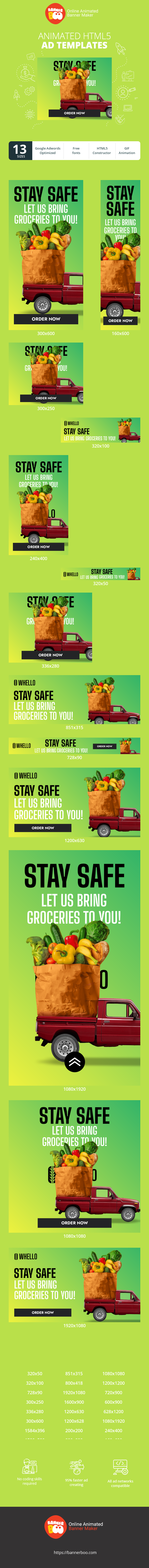 Banner ad template — Stay Safe — Let Us Bring Groceries To You!
