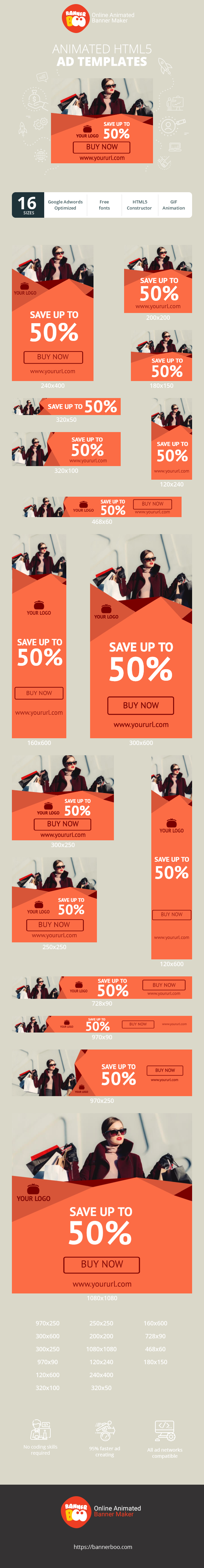 Szablon reklamy banerowej — Save Up to 50% — Buy Now!