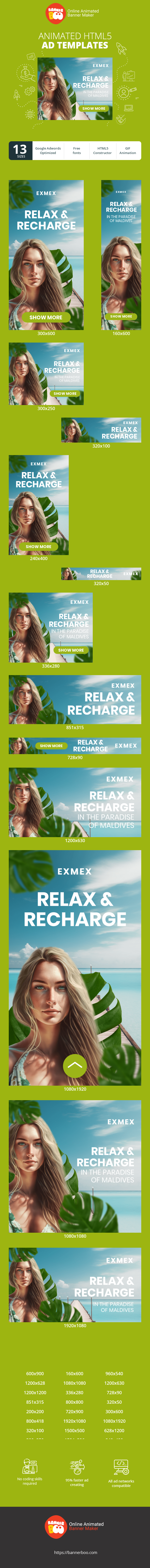 Шаблон рекламного банера — Relax & Recharge — In The Paradise Of Maldives