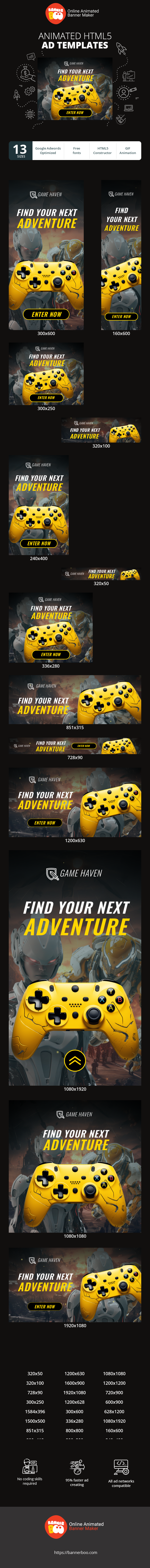 Шаблон рекламного банера — Find Your Next Adventure — Gaming