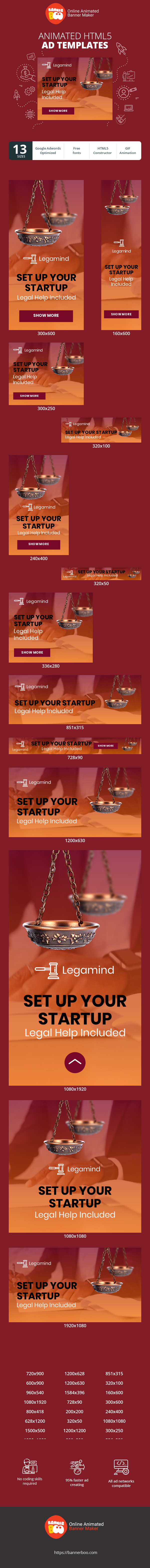 Banner ad template — Set Up Your Startup — Legal Help Included