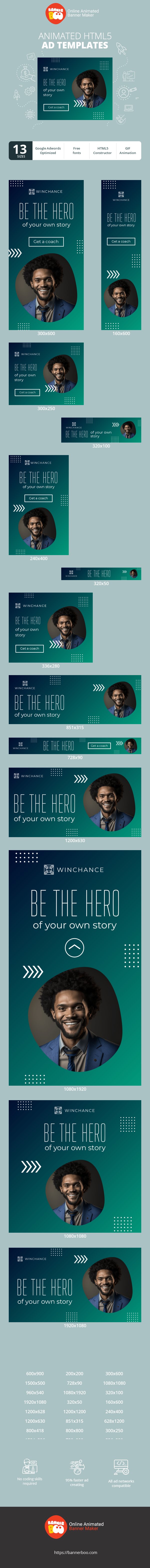 Szablon reklamy banerowej — Be The Hero — Of Your Own Story